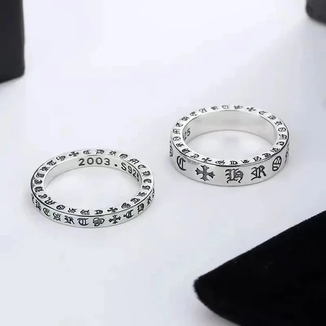 Silver Engraved Ring 2003 S925 Gothic Style