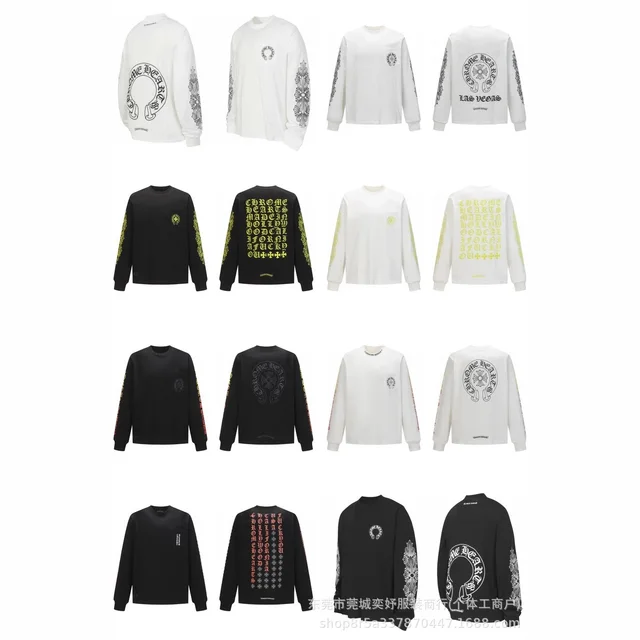 Unisex Long Sleeve Graphic Sweatshirt Black White Casual