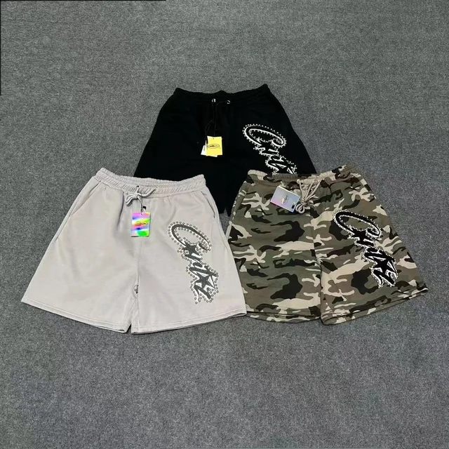 Unisex Streetwear Shorts Gray Camo Black Casual