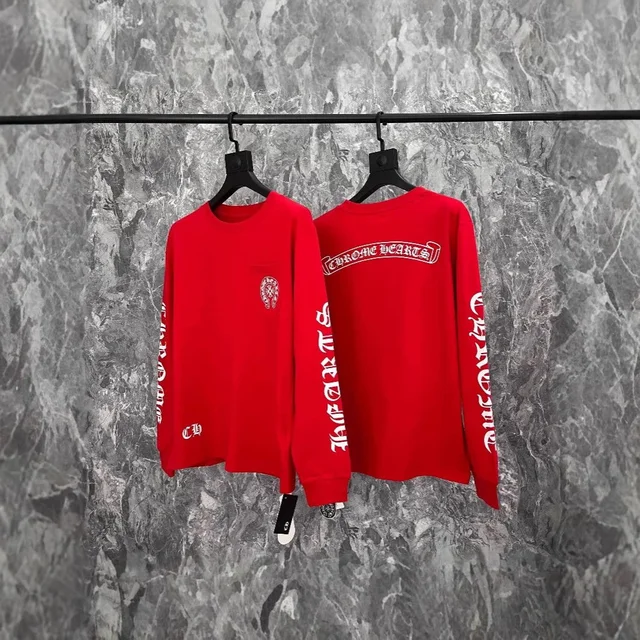 Chrome Hearts Red Long Sleeve Graphic Sweatshirt