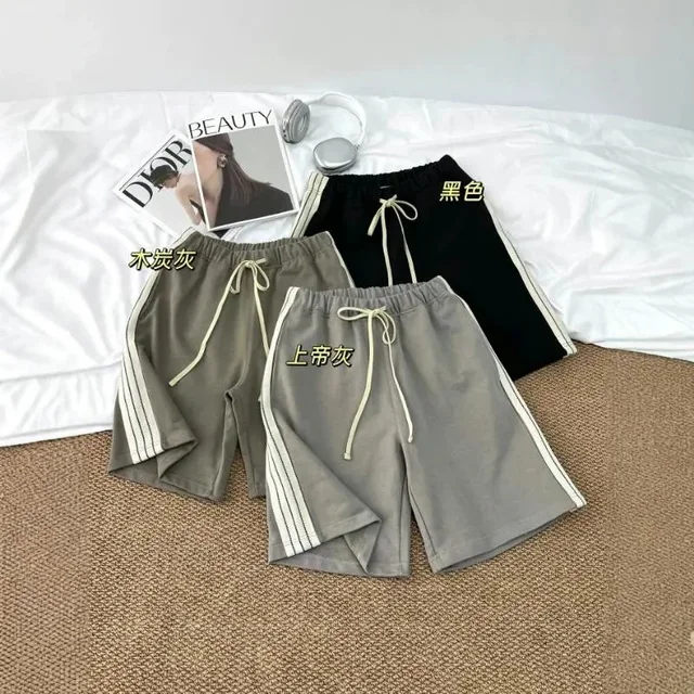 Casual Shorts Gray Stripe Athletic Style