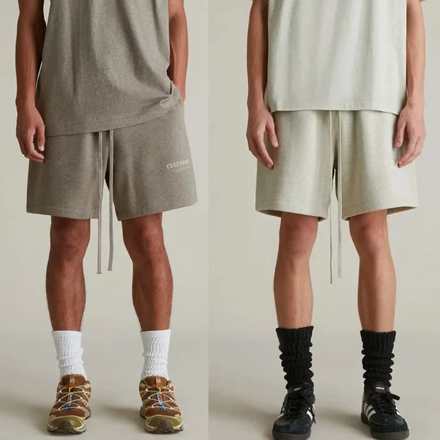 Essentiel Antwerp Gray Cotton Drawstring Shorts