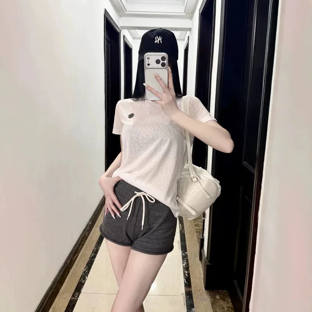 Basic White T-Shirt Gray Shorts Casual Outfit