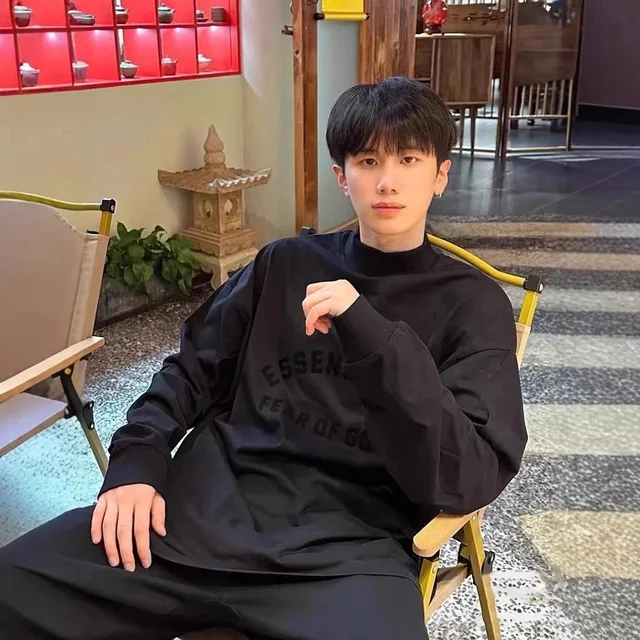 Essential Fear Of God Black Oversized Hoodie