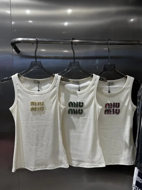 Miu Miu Logo Tank Top White Casual Top