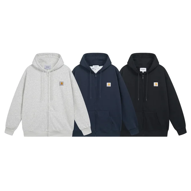 Carhartt Zip-Up Hoodie Grey Navy Black Casual Sweatshirt