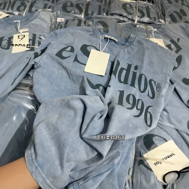 Acne Studios Blue Logo Print T-Shirt
