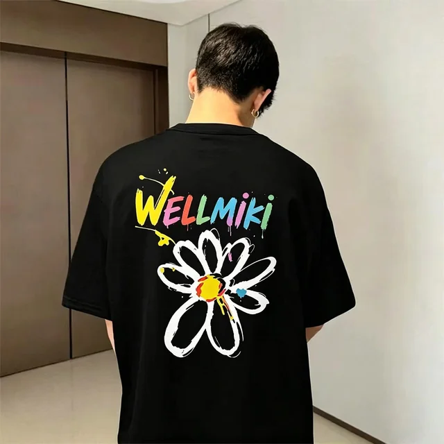 Wellmiki Black Oversized Graphic T-Shirt