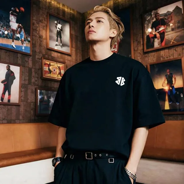 Black Logo Print Black Casual T-Shirt