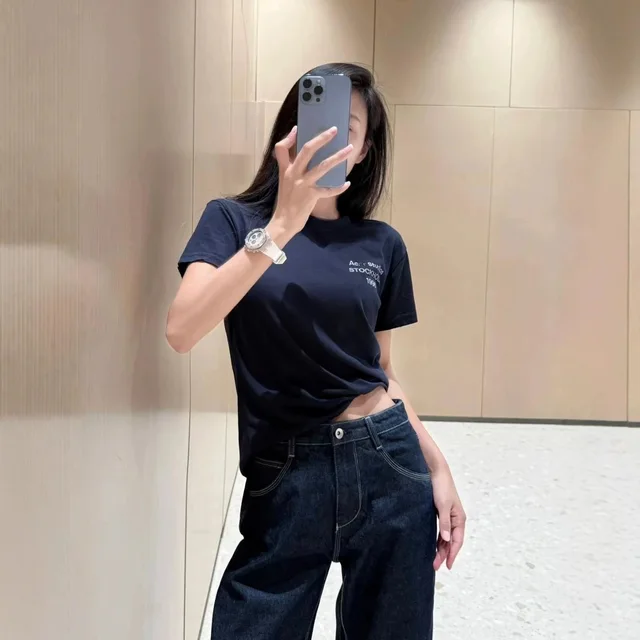Acne Studios Black Logo Print Casual T-Shirt