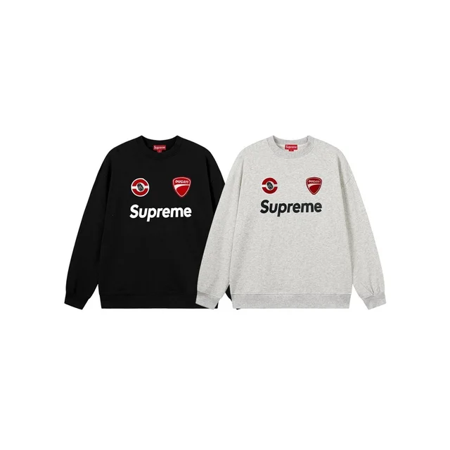 Supreme Ducati Black and Grey Crewneck Sweatshirt
