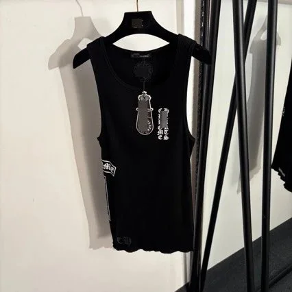 Black Sleeveless T-Shirt With Logo Print Casual Wear