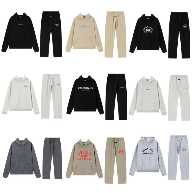 Fear Of God Essentials Black Hoodie Casual Set