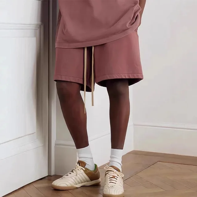 Cotton Drawstring Shorts Dusty Pink Casual Pants
