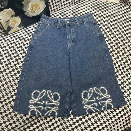Denim Bermuda Blue Embroidered Shorts