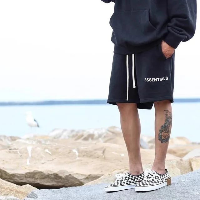 Essentials Black Drawstring Casual Shorts