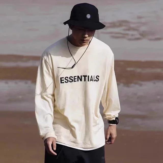 Essentials Long Sleeve Cream Casual T-Shirt
