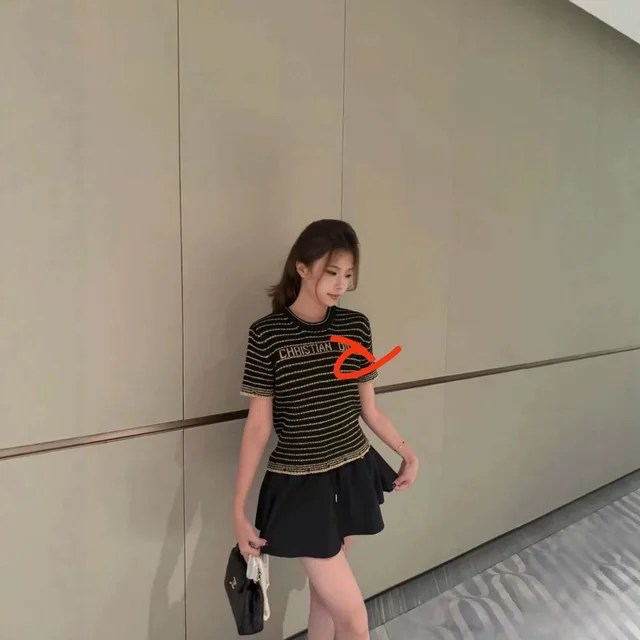 Christian Dior Striped Black Knit Top