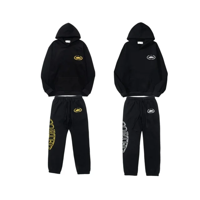 Cormeir Black Hoodie And Pants Set Casual Sportswear