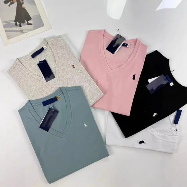 Polo Ralph Lauren V-Neck T-Shirt Multi Color Casual Top