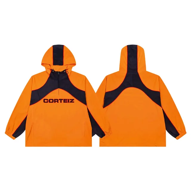 Corteiz Hooded Windbreaker Orange Sporty Jacket