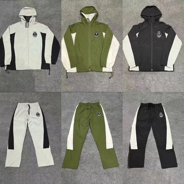 Hooded Track Suit White Green Black Sport Set