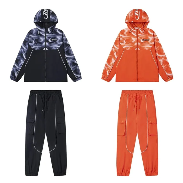 Tropstar Hooded Tracksuit Black And Orange Sportswear