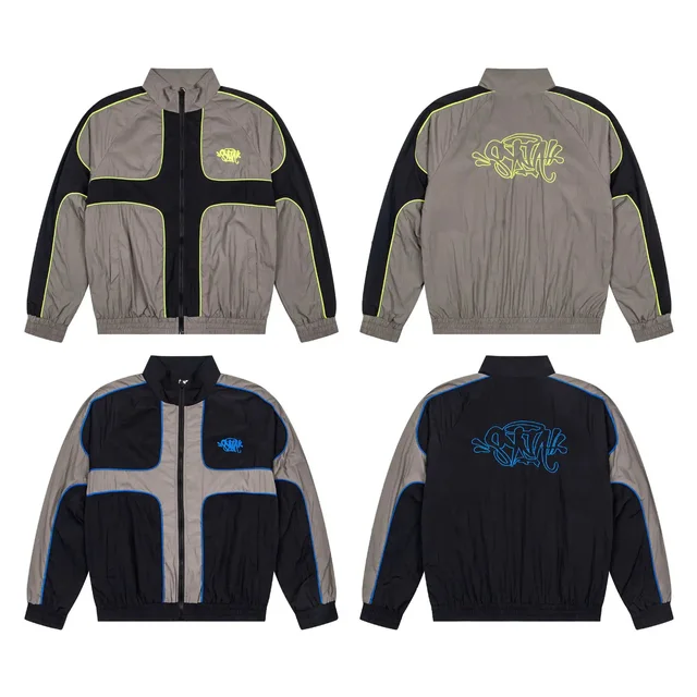 Stussy Track Jacket Grey Black Neon Casual